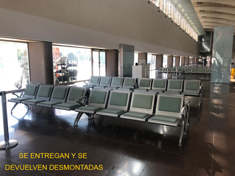 banco aeropuerto 27u de 4 6u de 3 56 cojines verdes -80 cojines naranjas (75-90eu.)